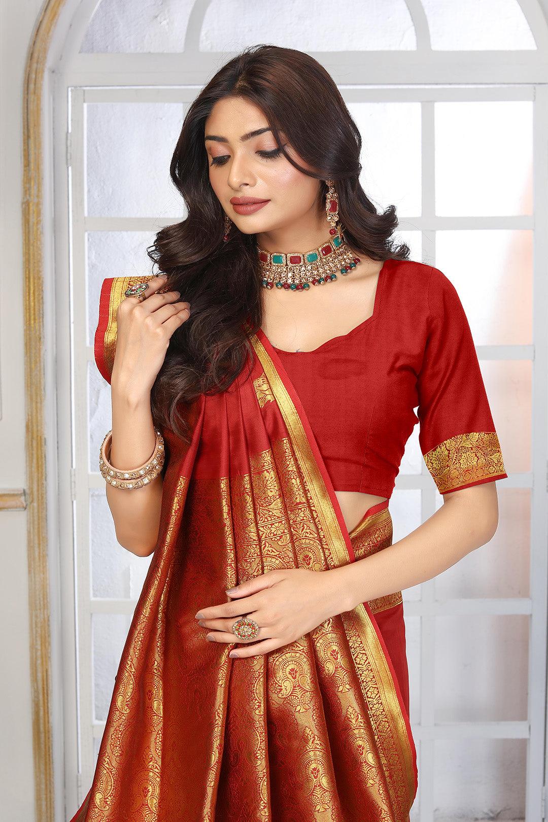 Silk Saree Red Gold 6.3m